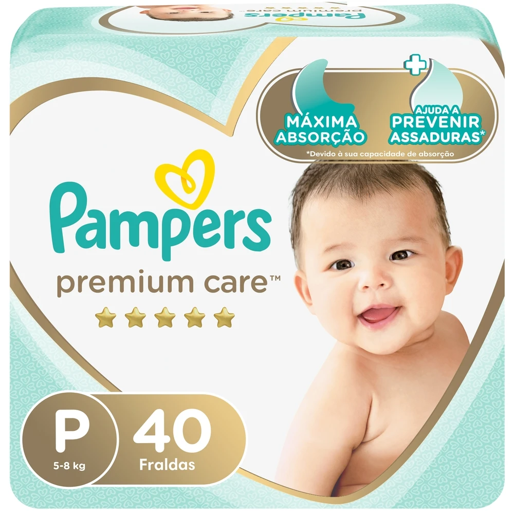 Fralda Descartável 40 Unidades P Pampers Premium Care Hipoalergênica