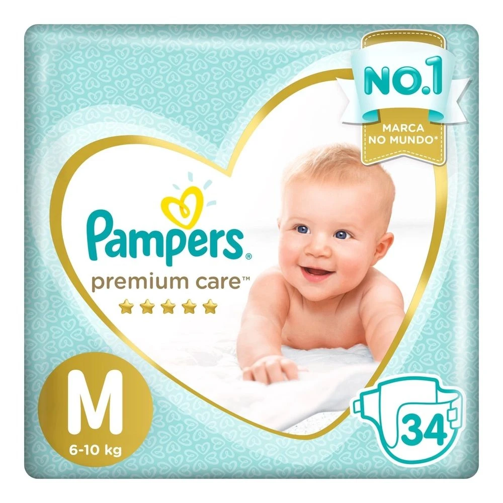 Fraldas Pampers Premium Care M 34 Unidades