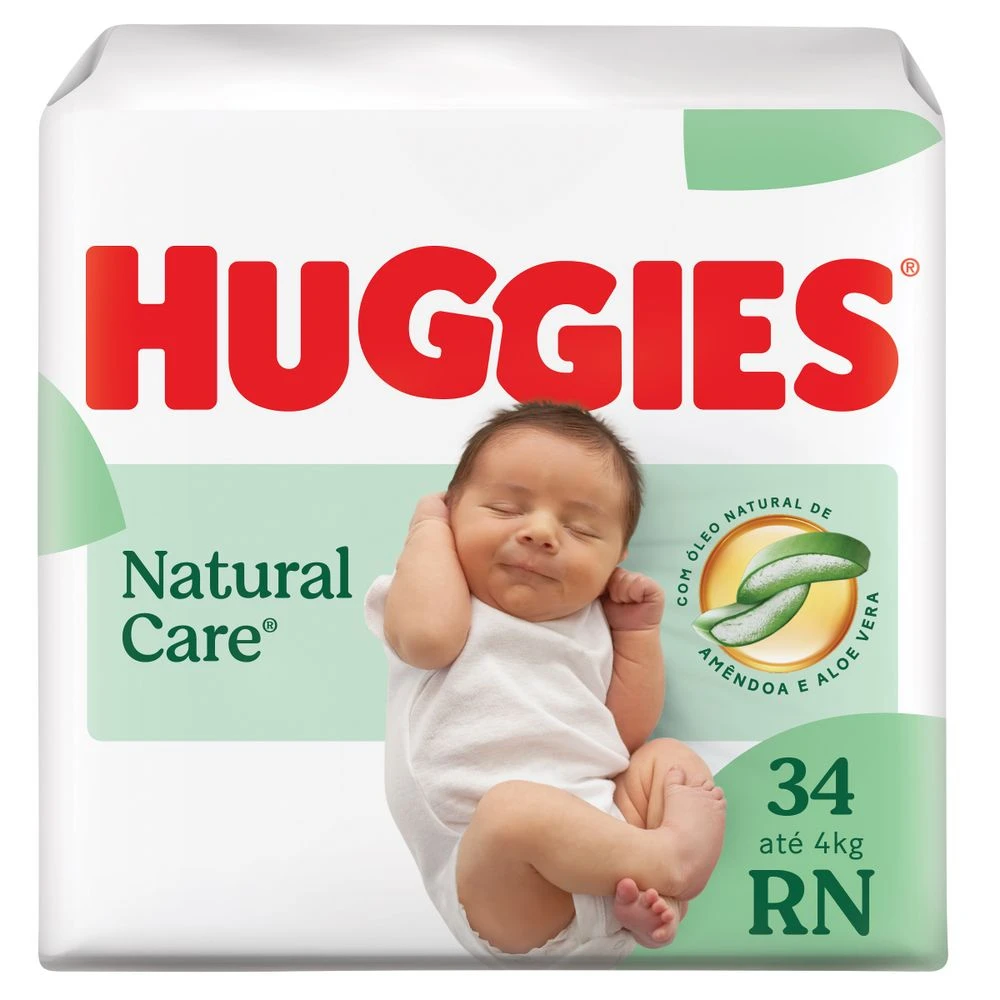 Fralda Descartável Premium Huggies Natural Care RN 34 Unidades