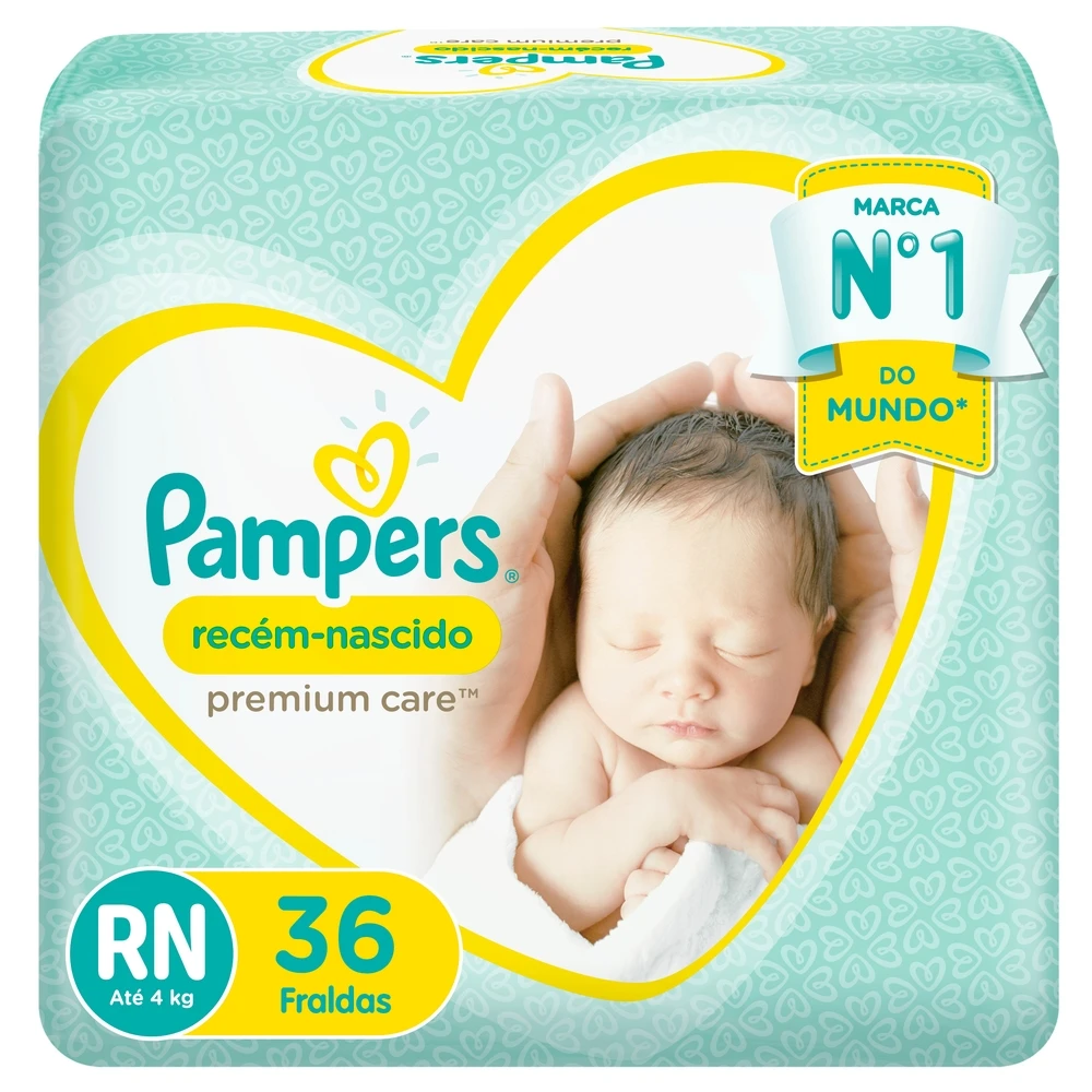Pampers Premium Care Recém-Nascido Fraldas Descartáveis RN 36 Unidades
