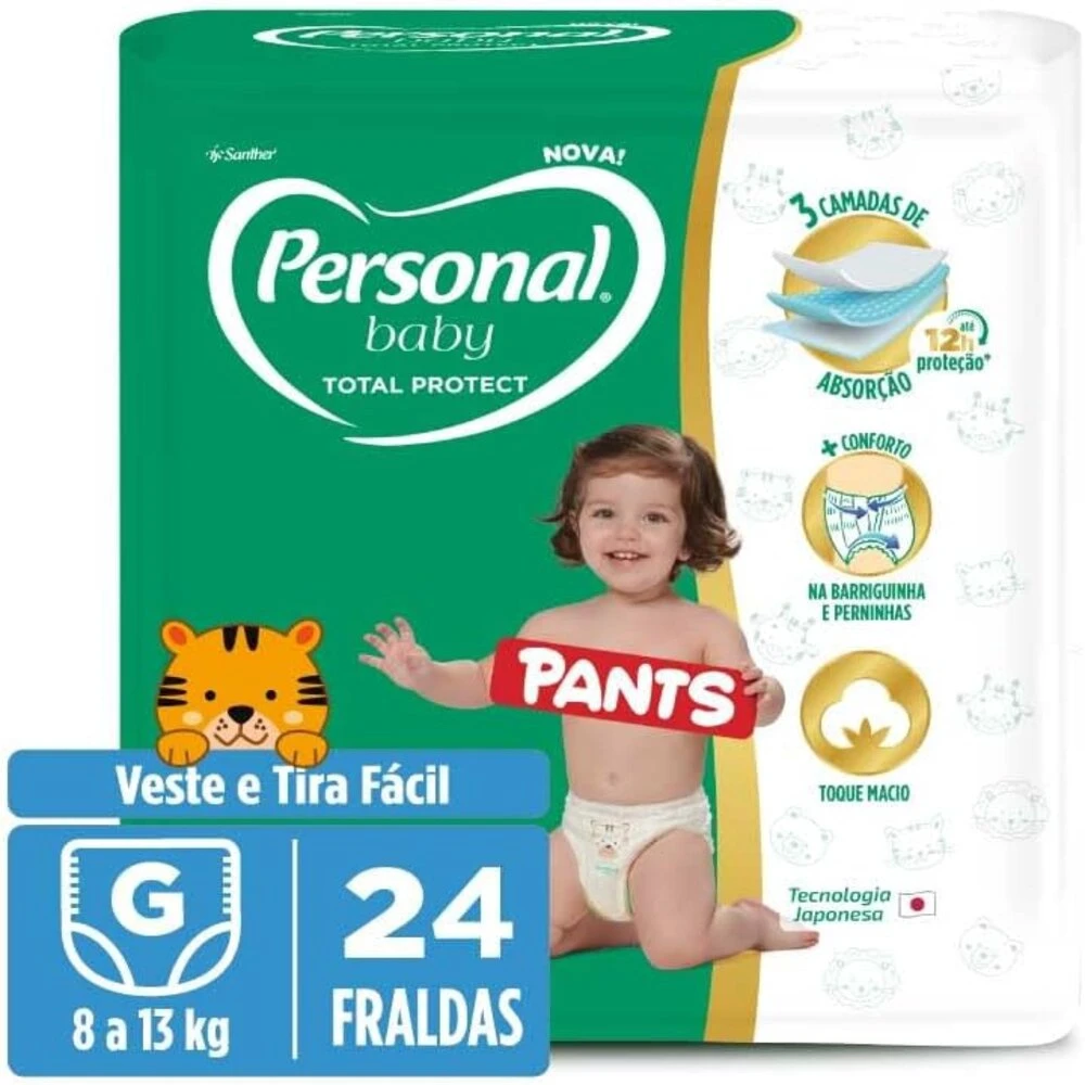 Fralda Descartável Personal Pants Baby Total Protect G 24 Unidades