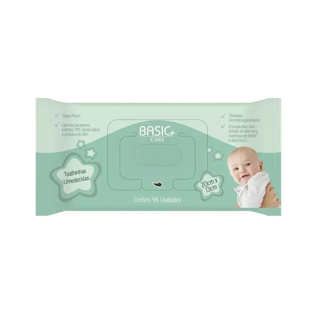 Toalhinhas Umedecidos basic + care - 96 unidades
