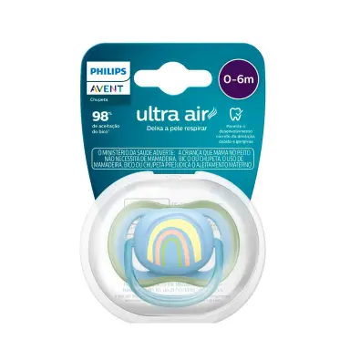 Chupeta Philips Avent Ultra Air 0-6 meses Azul Arco Íris - 1 unidade