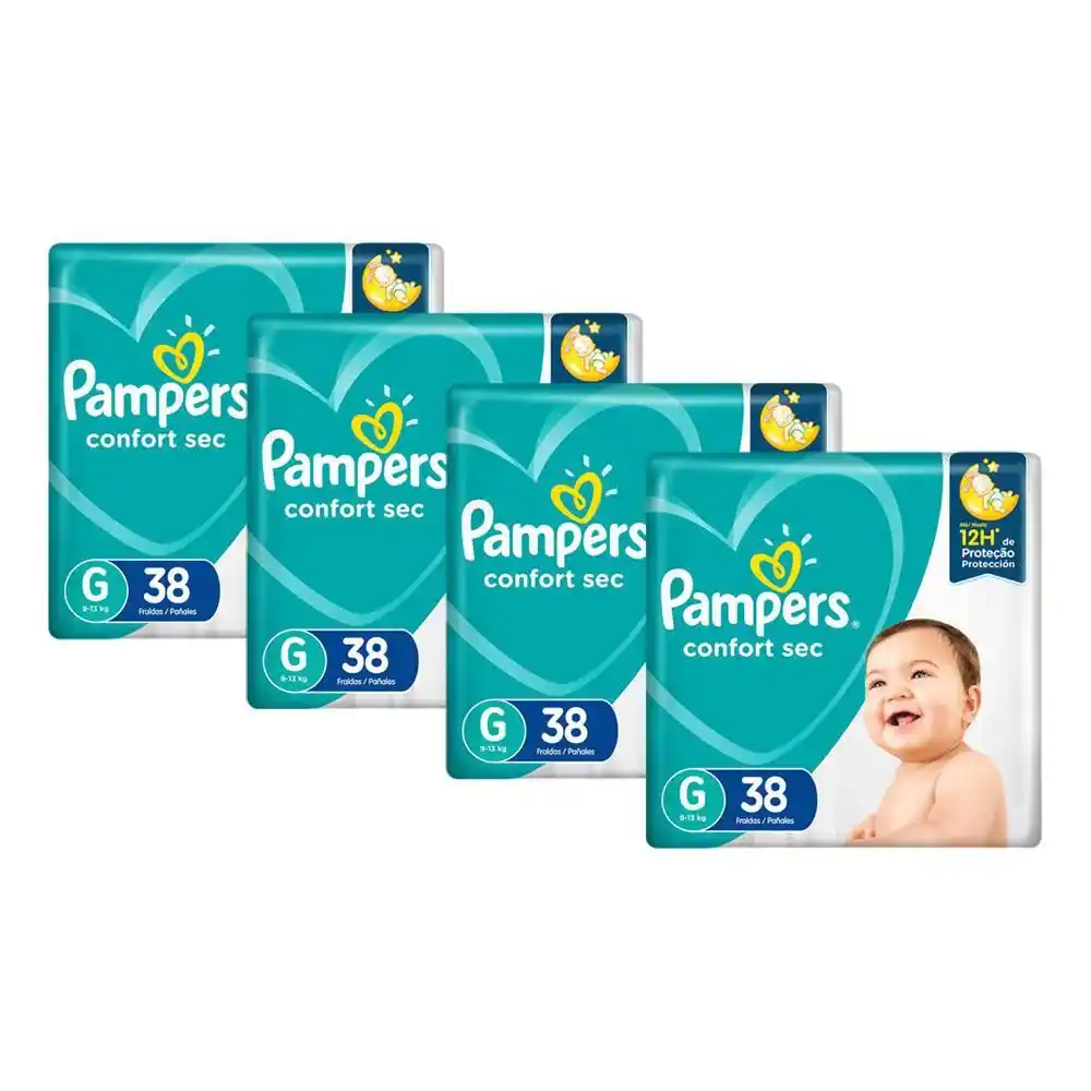 KIT FRALDA PAMPERS CONFORT SEC TAMANHO G COM 152 UNIDADES